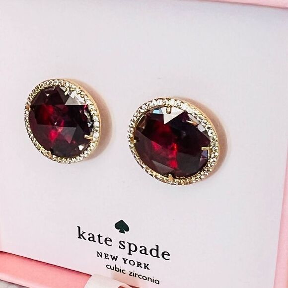 KATE SPADE NEW YORK she has spark halo studs earrings, Fuchsia/Purple, NWT - Picture 9 of 12